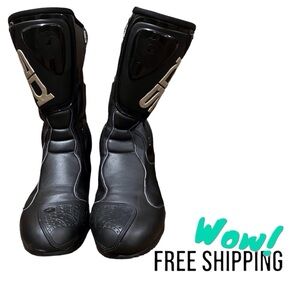 Motorcycle Protective Riding Boots SIDI Men 12.5 Black Leather Velcro & Zipper